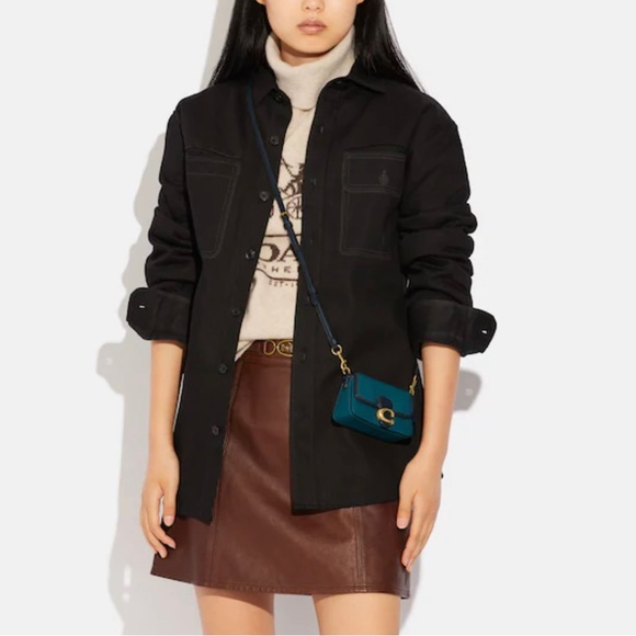 Coach Tabby 13 In Colorblock mini C Metal Purse Leather crossbody bag NWT Blue - Picture 3 of 10